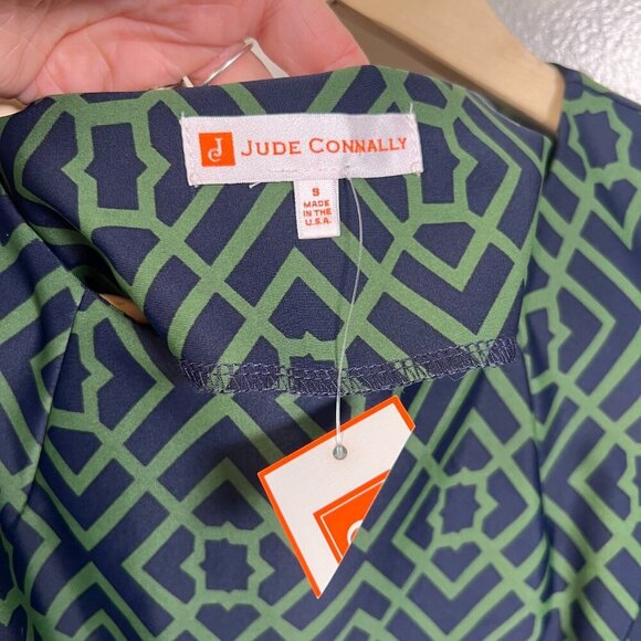 Jude Connally Sabine Shift Dress Size Small Green Blue LIghtweight Work Travel - Picture 3 of 9
